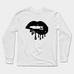 Retro Black Lip, Graphics Lips Long Sleeve T-Shirt